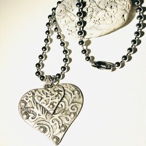 Heart pendant necklace, large heart necklace, ball chain necklace, love gift